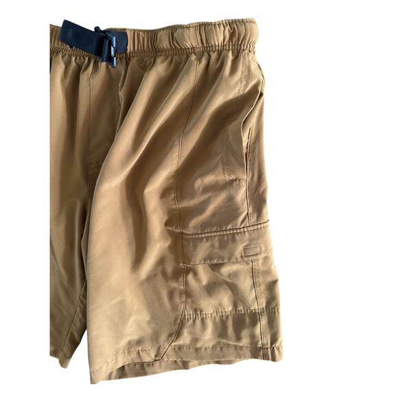 TYR Men’s Swim Hybrid Shorts Large Khaki Elastic Waist Belted Quick Dry Pockets - Picture 6 of 7